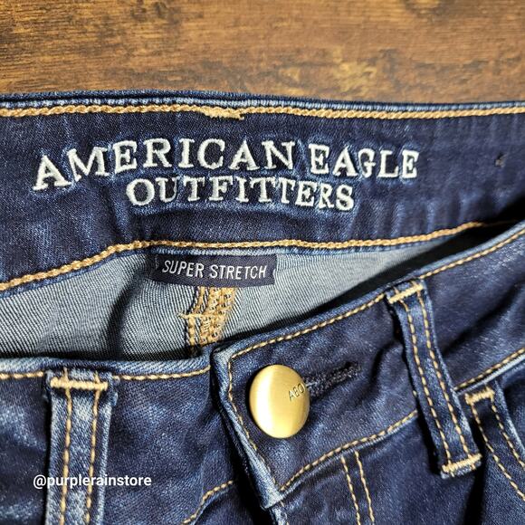 American Eagle Jeans 6 R Jegging Mid Rise Super Stretch Medium Dark Wash Denim - Picture 4 of 12